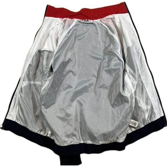 VTG Fila Track Jacket Navy White Red Full Zip Mock Neck Nylon Logo Retro Mens M - Picture 8 of 14